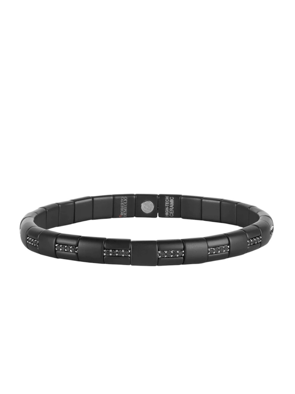 ROBERTO DEMEGLIO 18K Gold & Ceramic 'Pura' Stretch Domino Black Diamond Bracelet